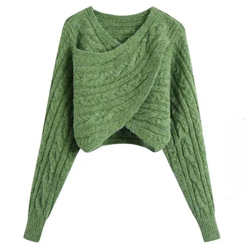 Zara Green Cable Knit Sweater